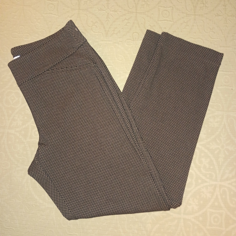 Charter Club Tan and Black Patterned Dress Pants SZ 14